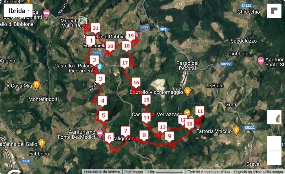 5° Chianti Classico Marathon Trail, mappa percorso gara 21 km