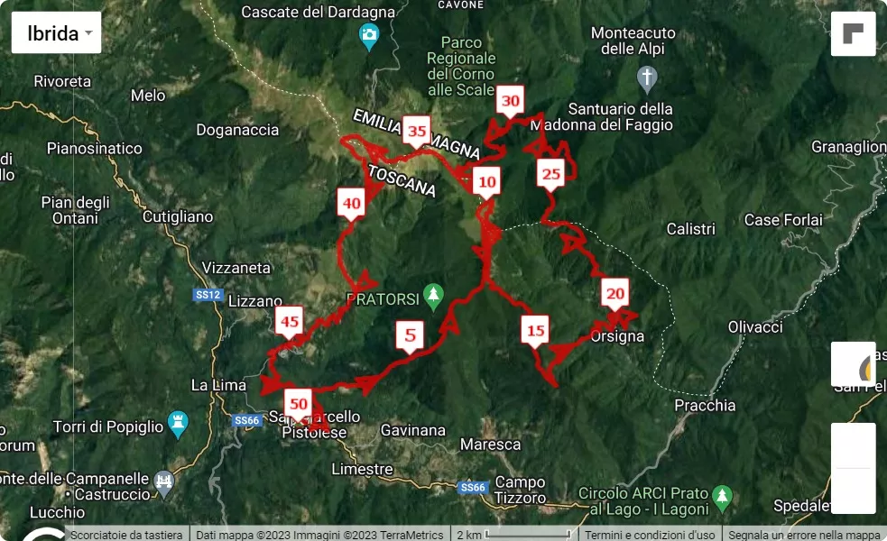 10° Montanaro Trail, 50 km race course map