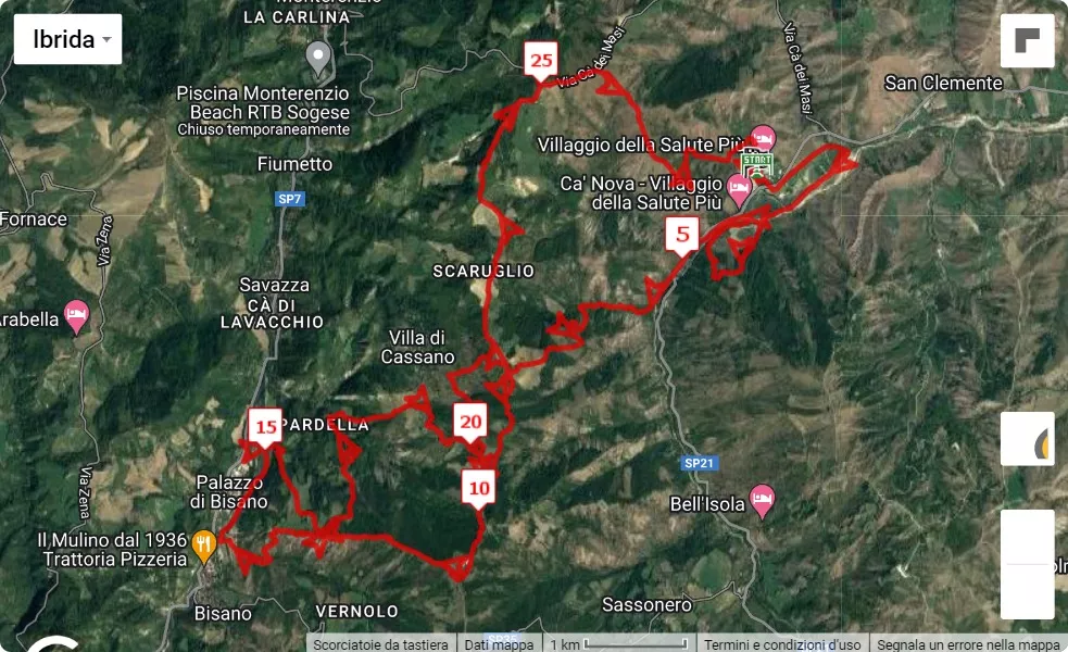 Bologna Marathon in Trail 2023, 30 km race course map