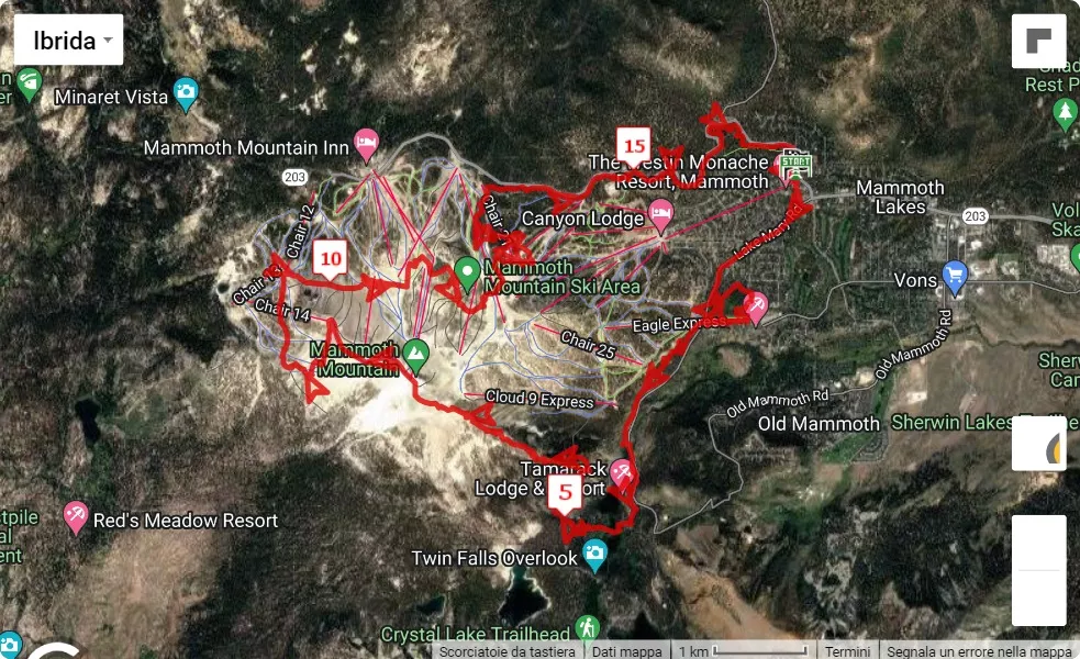 Mammoth Trail Fest 2023, 26 km race course map