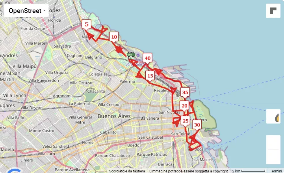 race course map Maratón Internacional De Buenos Aires 2023