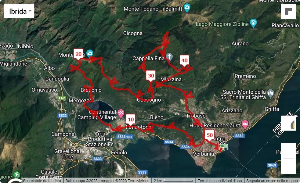 Ultra Trail Lago Maggiore 2023, 52 km race course map