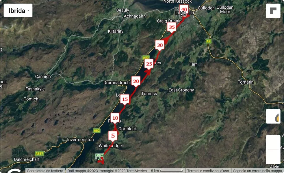 race course map Loch Ness Marathon 2023