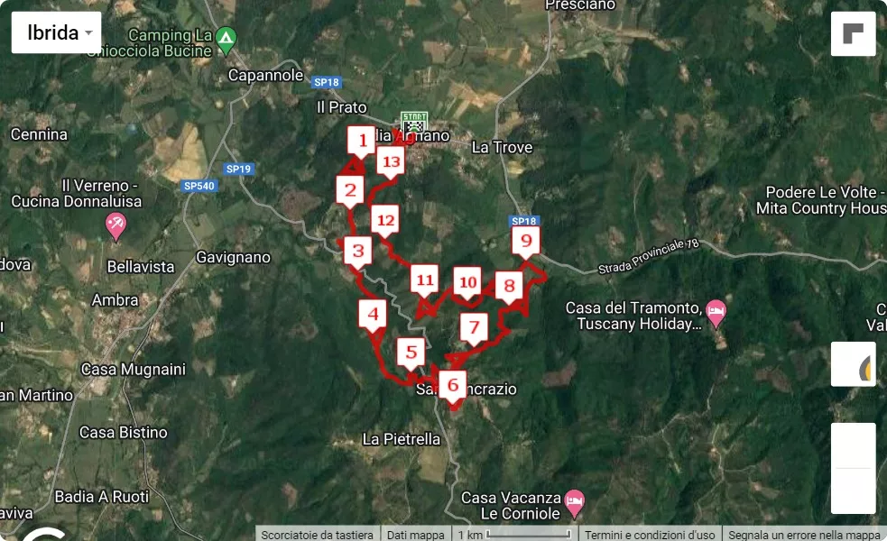 Ultra Valdambra Trail 2023, 14 km race course map