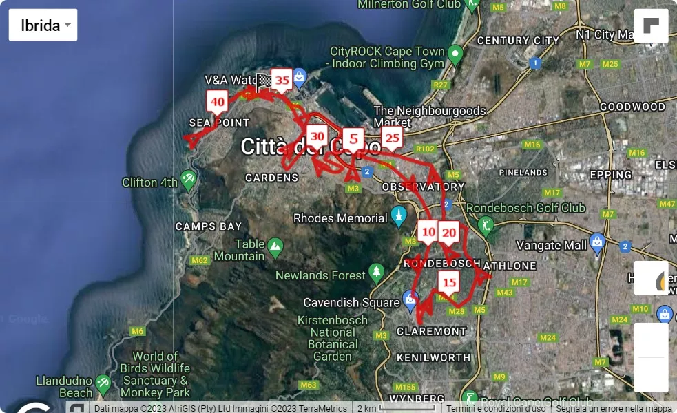 Sanlam Cape Town Marathon 2023, mappa percorso gara 42.195 km