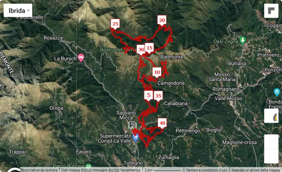 17° Trail Monte Casto, mappa percorso gara 44 km