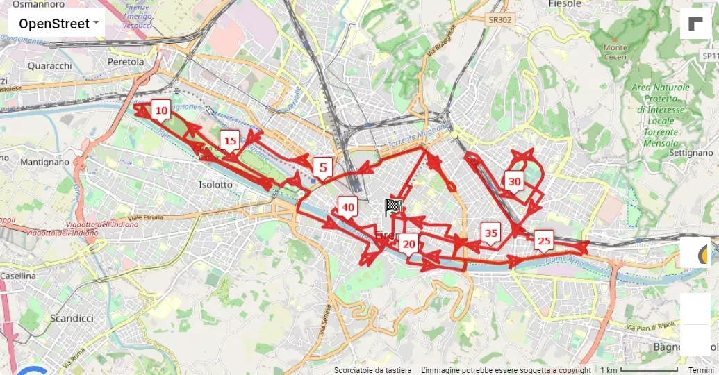 Firenze Marathon 2023, 42.195 km race course map