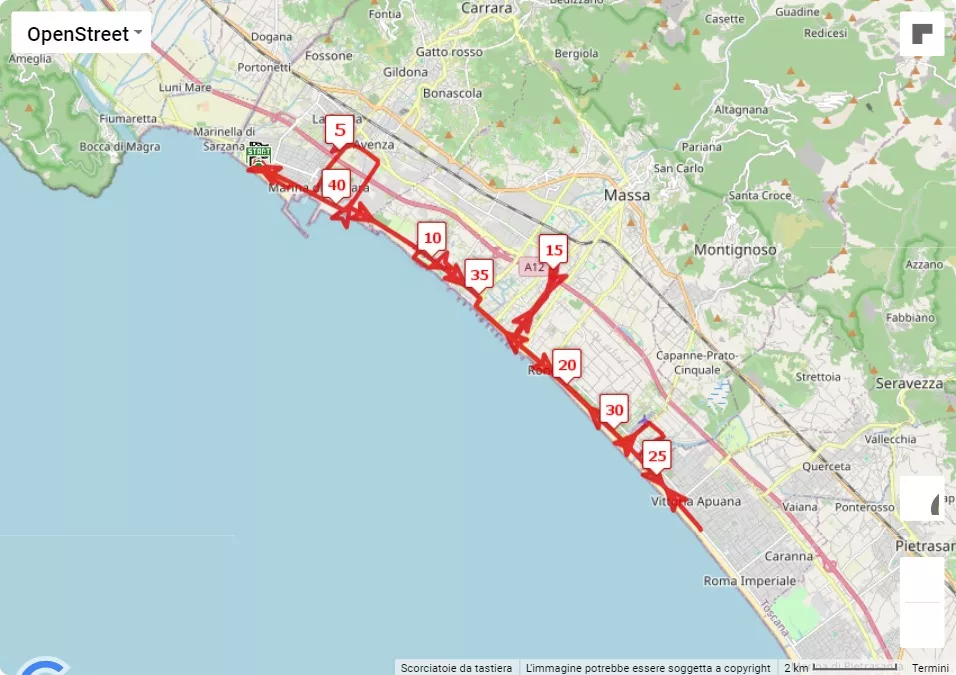 7° White Marble Marathon, mappa percorso gara 42.195 km