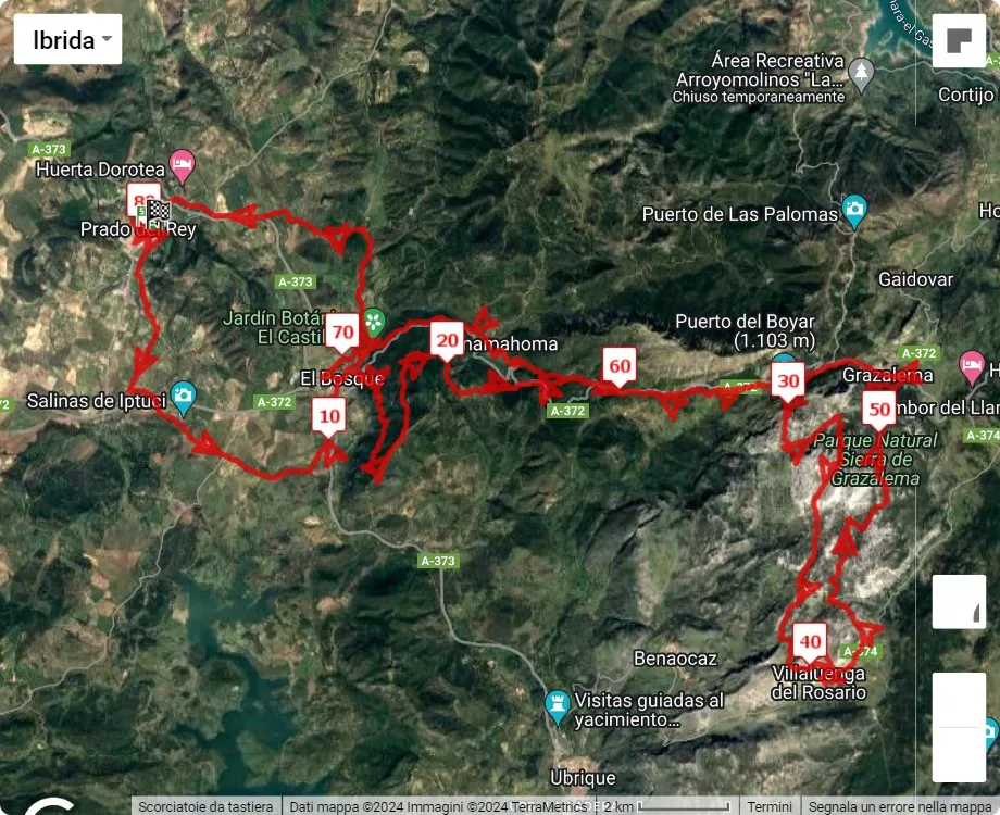 100 millas Sierras del Bandolero, 81 km race course map