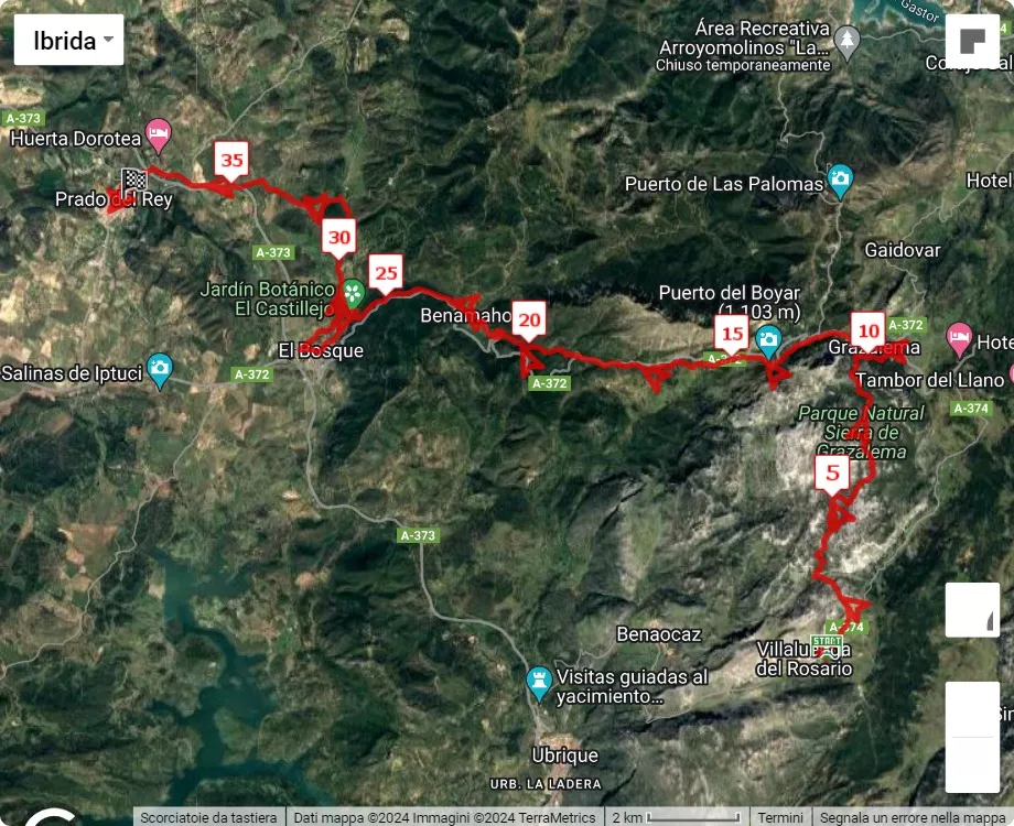100 millas Sierras del Bandolero, 40 km race course map