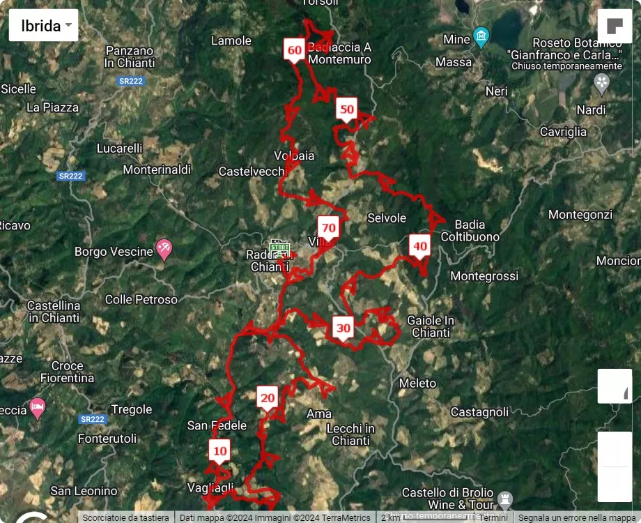 Chianti Ultra Trail 2024, mappa percorso gara 73 km