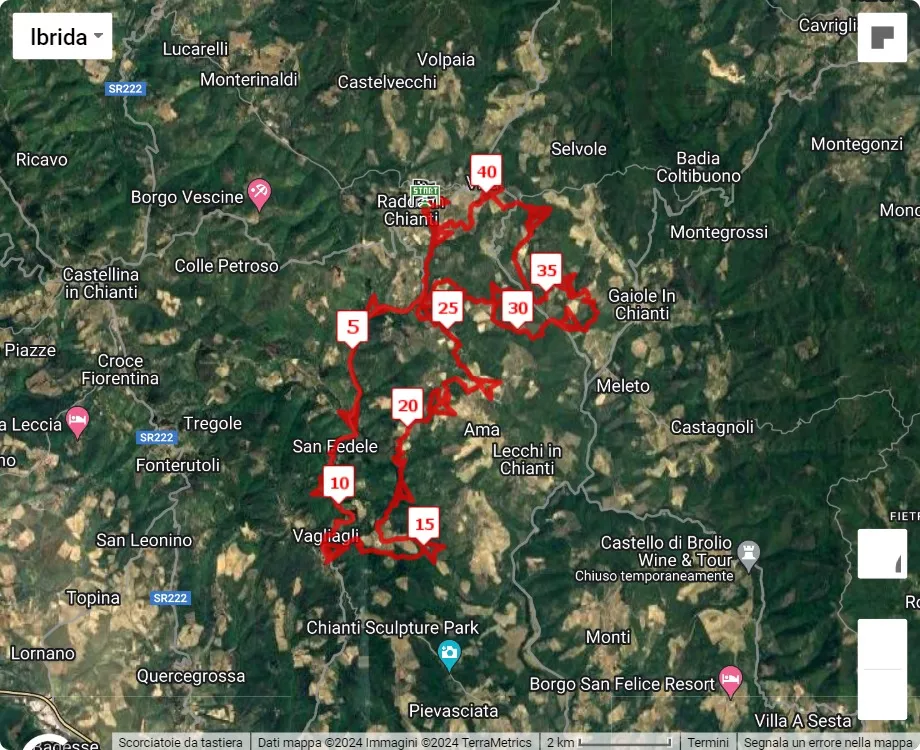 Chianti Ultra Trail 2024, 43 km race course map