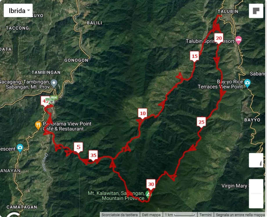 Kalawitan sky marathon, mappa percorso gara 42 km