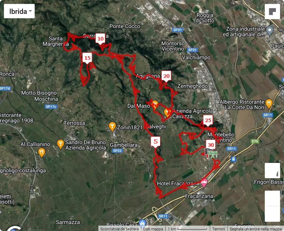 8° Tra Visele e Olivari, 32 km race course map