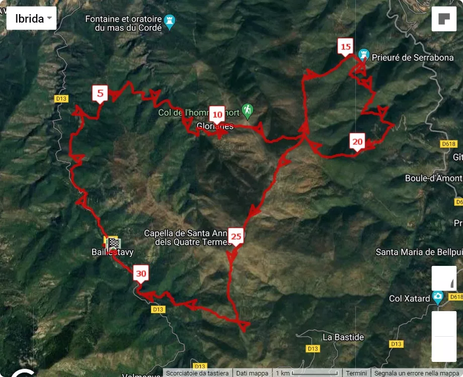 mappa percorso di gara Trail de Serrabone 2024