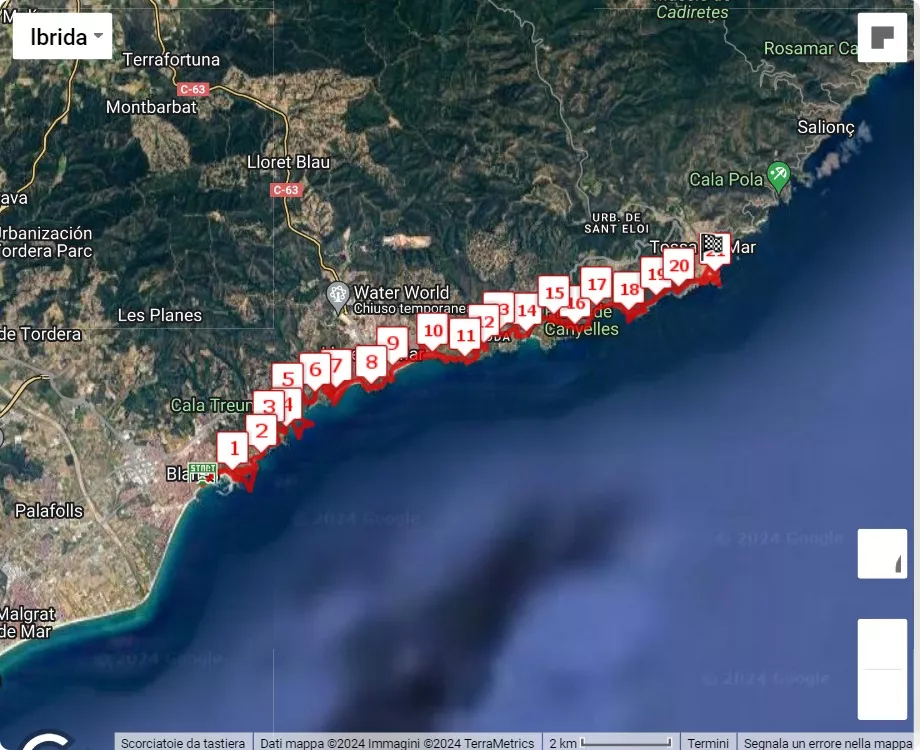 mappa percorso di gara Costa Brava Stage Run 2024