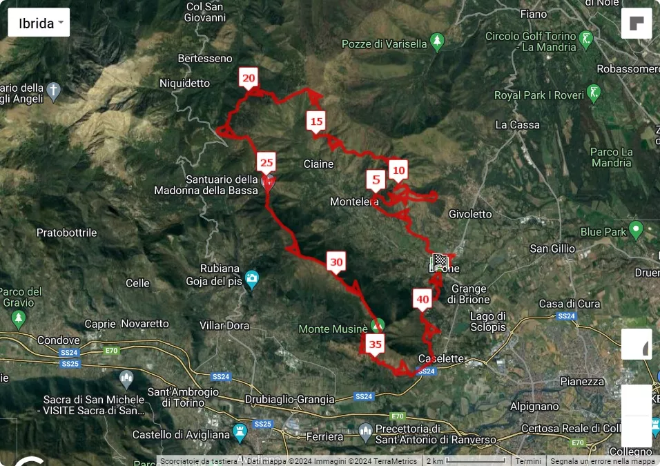 Maratona Alpina di Valdellatorre, mappa percorso gara 42.195 km