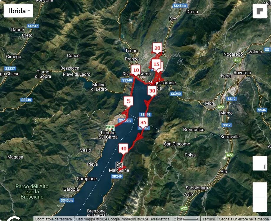 3° X-Bionic Lake Garda 42, 42.195 km race course map