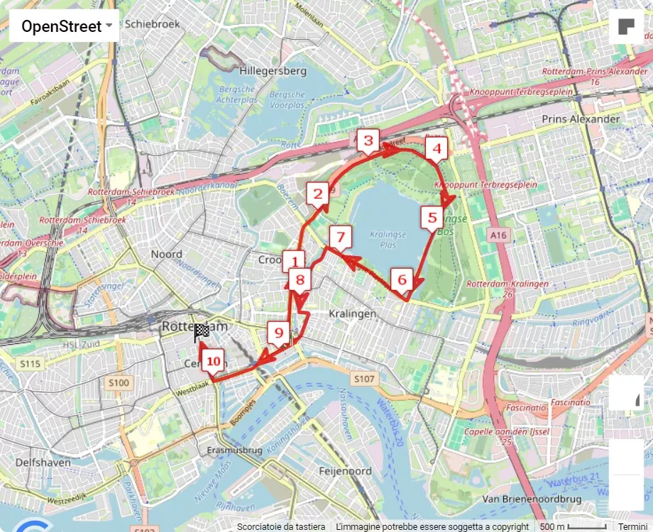 NN Marathon Rotterdam, 10.5 km race course map