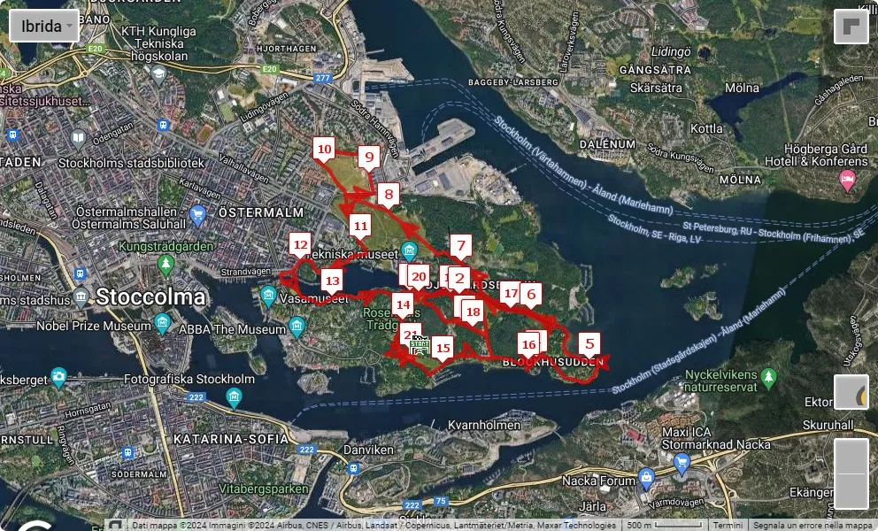 Adidas Premiärhalvan 2024, 21.0975 km race course map
