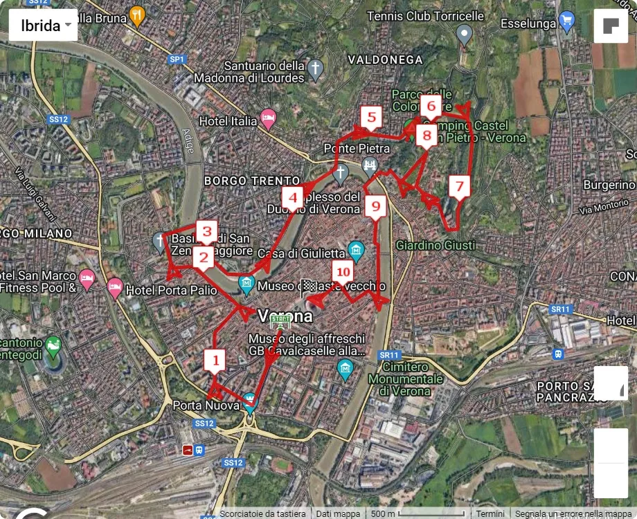 41° StraVerona, 10 km race course map