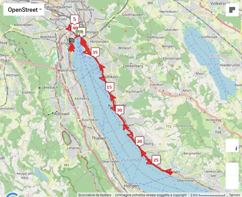 Zurich Marathon 2024, 42.195 km race course map