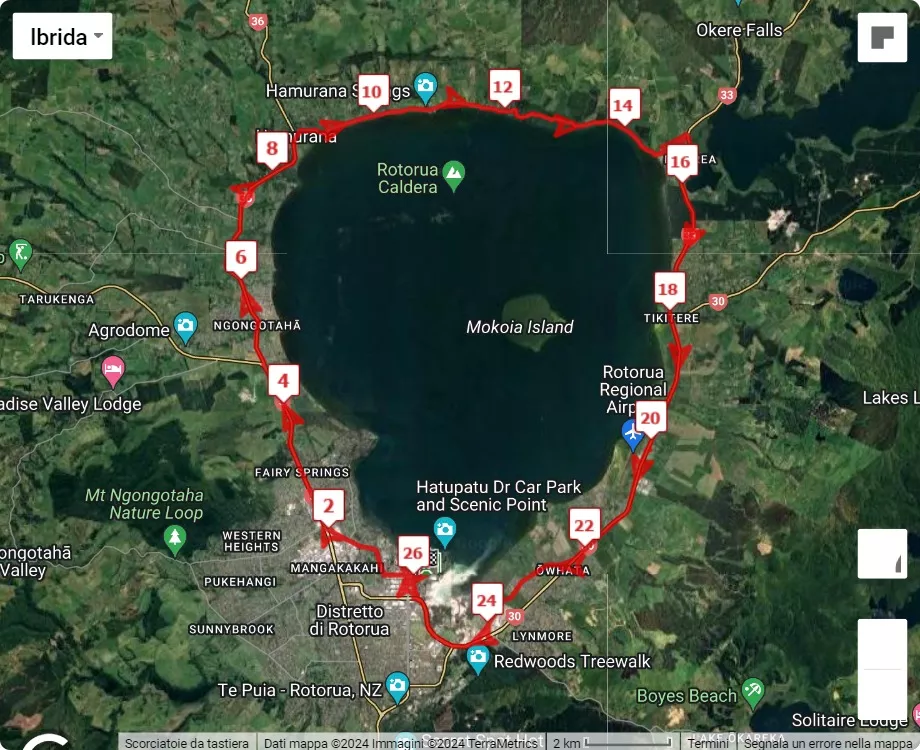mappa percorso di gara Lion Foundation Rotorua Marathon