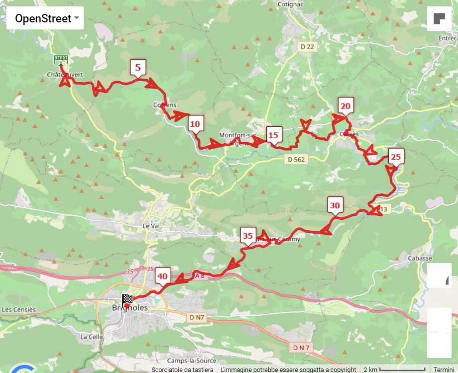 mappa percorso di gara Marathon Var Provence Verte