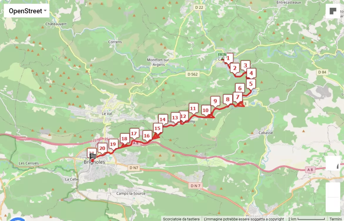 Marathon Var Provence Verte, mappa percorso gara 21.0975 km