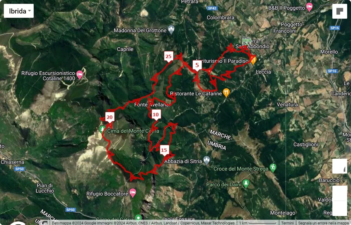 Monte Catria Xtreme Trail, 30 km race course map