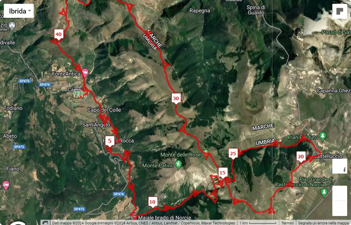 mappa percorso di gara 4° Ultratrail della Lenticchia