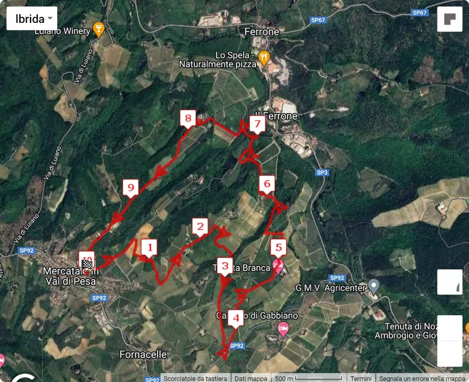 Chianti Classico Marathon 2024, 10 km race course map