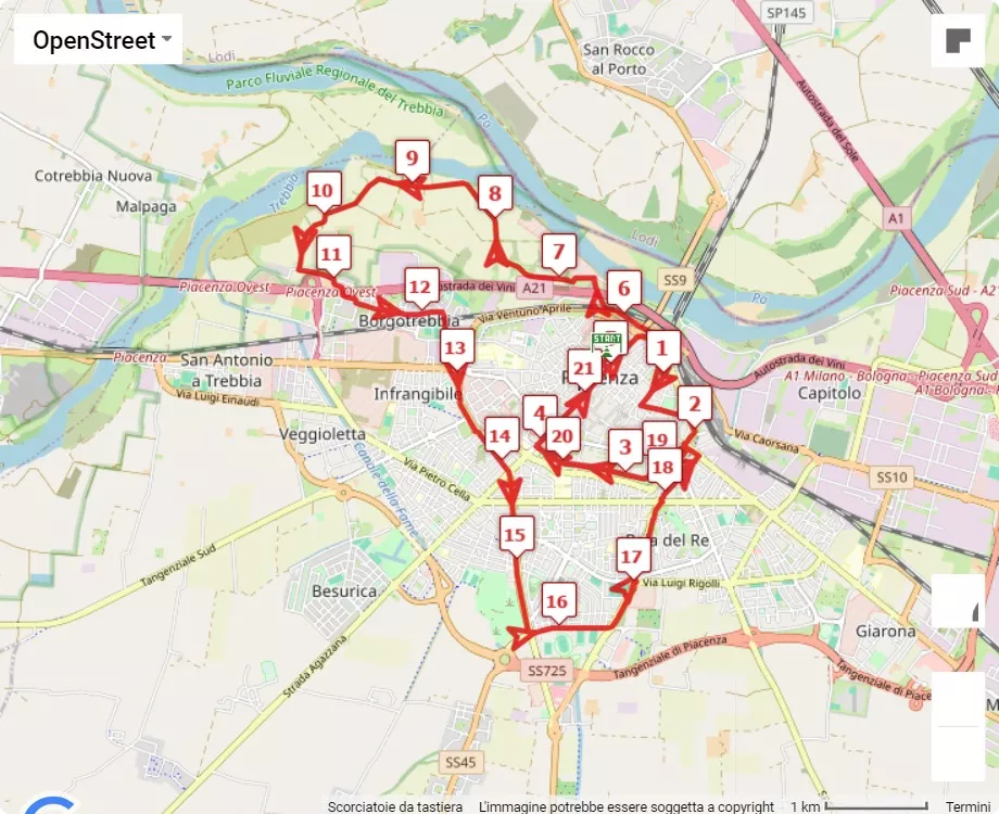 27^ Placentia Half Marathon, 21.0975 km race course map