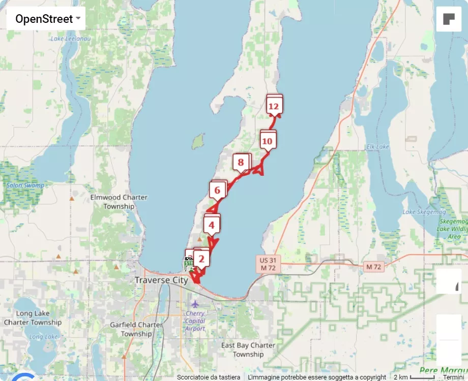 mappa percorso di gara Bayshore Marathon 2024