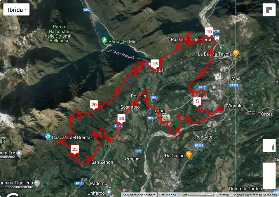 Cammino Sospirolese Trail 2^ edizione, mappa percorso gara 33 km