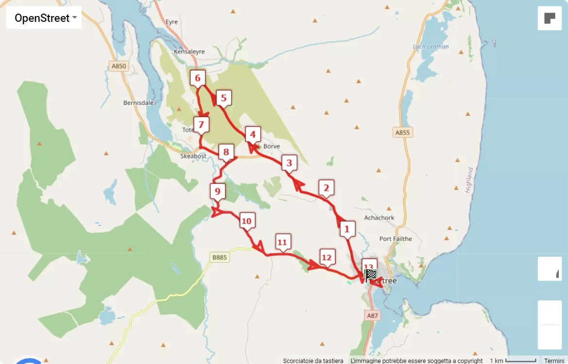 race course map Isle of Skye Half Marathon
