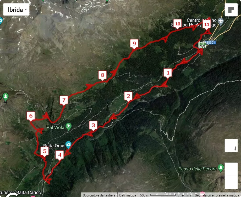 TrailRun Alta Valtellina, mappa percorso gara 11 km