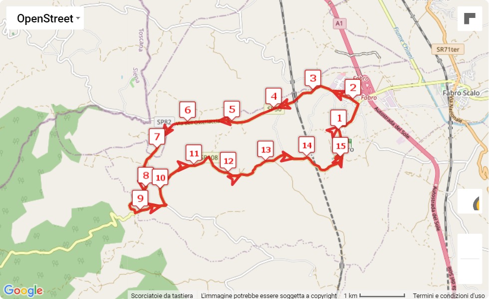 mappa percorso di gara 9° Maratonina di San Martino di Fabro