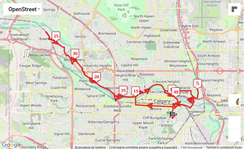 mappa percorso di gara 2021 Scotiabank Calgary Marathon