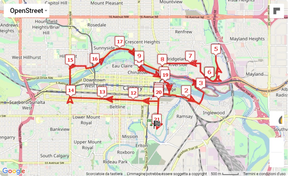 2021 Scotiabank Calgary Marathon, mappa percorso gara 3 2021 Scotiabank Calgary Marathon