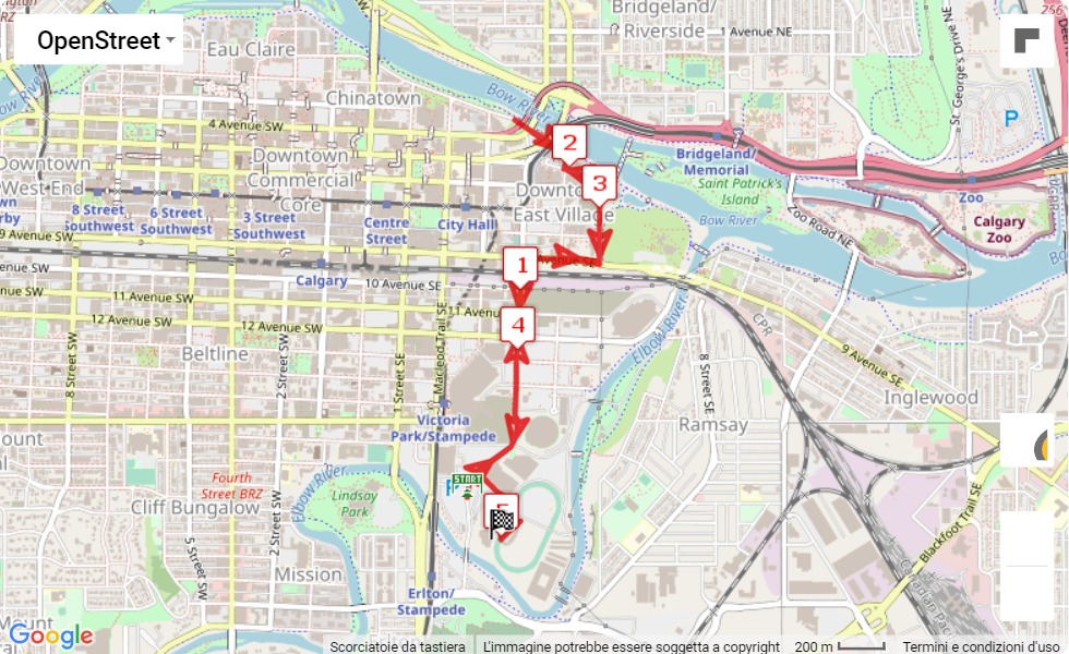 mappa percorso di gara 2021 Scotiabank Calgary Marathon