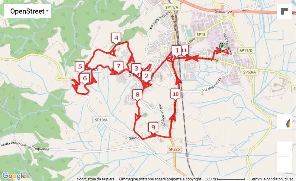 race course map 45° Passeggiata Alla Fiera
