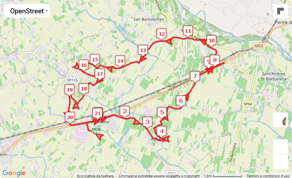 Race course map 2° Maratonina di San Biagio