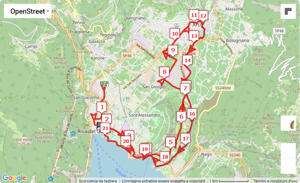 Race course map 19° Garda Trentino Half Marathon - 6° 10K Garda Trentino