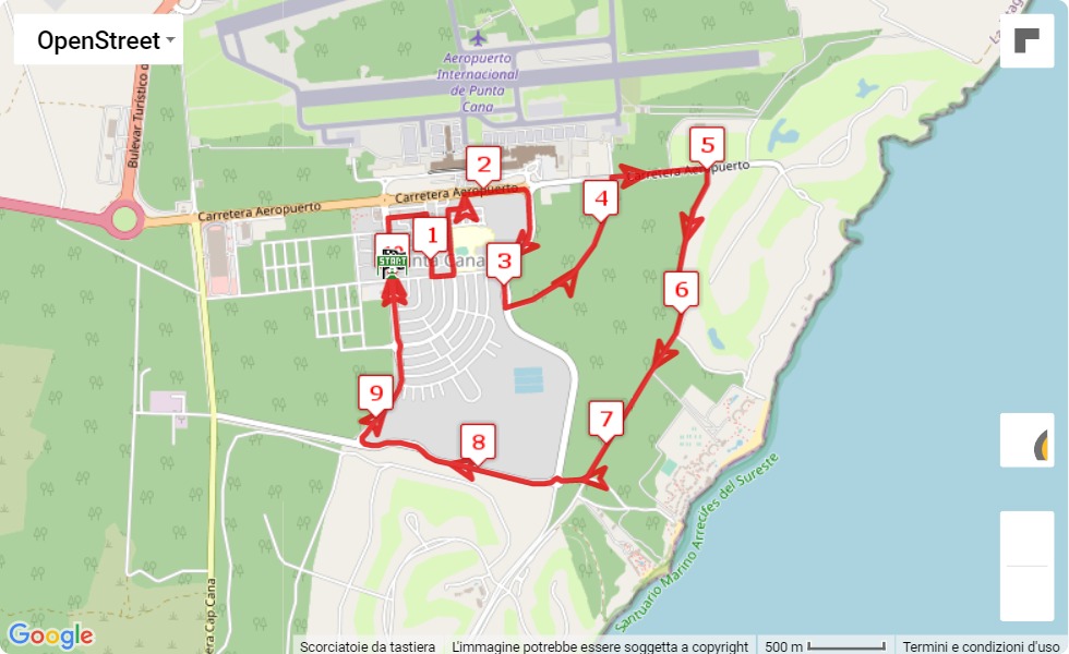 Punta Cana Marathon 2021, 10 km race course map Punta Cana Marathon 2021