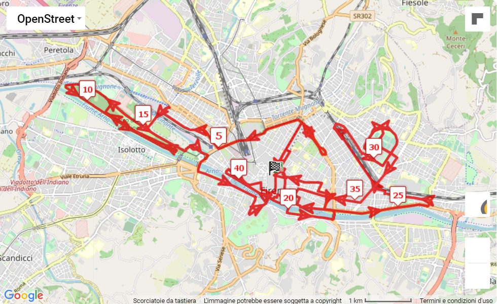mappa percorso di gara Firenze Marathon 2021