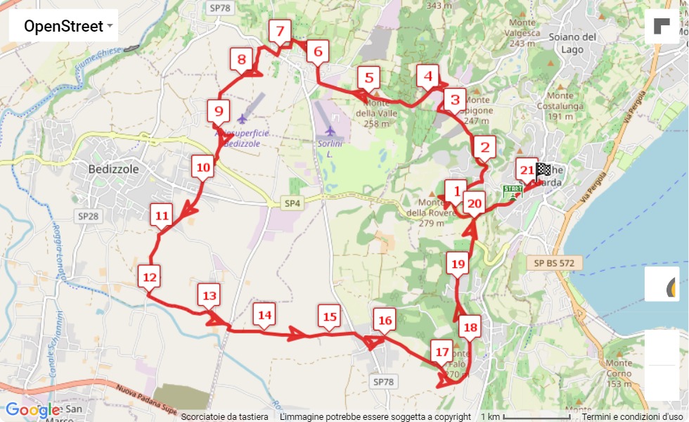 Race course map 13° Padenghe Half Marathon