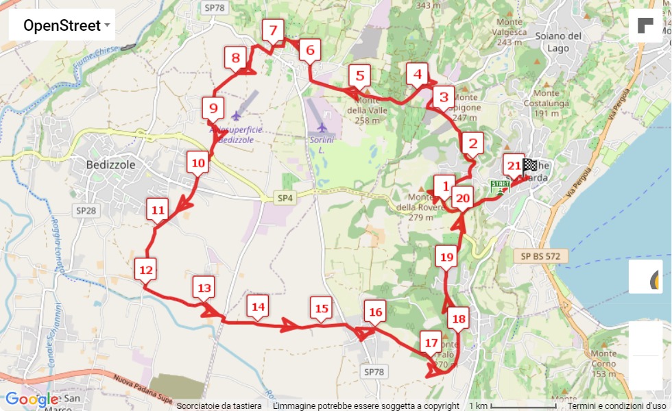 13° Padenghe Half Marathon, mappa percorso gara 21.0975 km 13° Padenghe Half Marathon