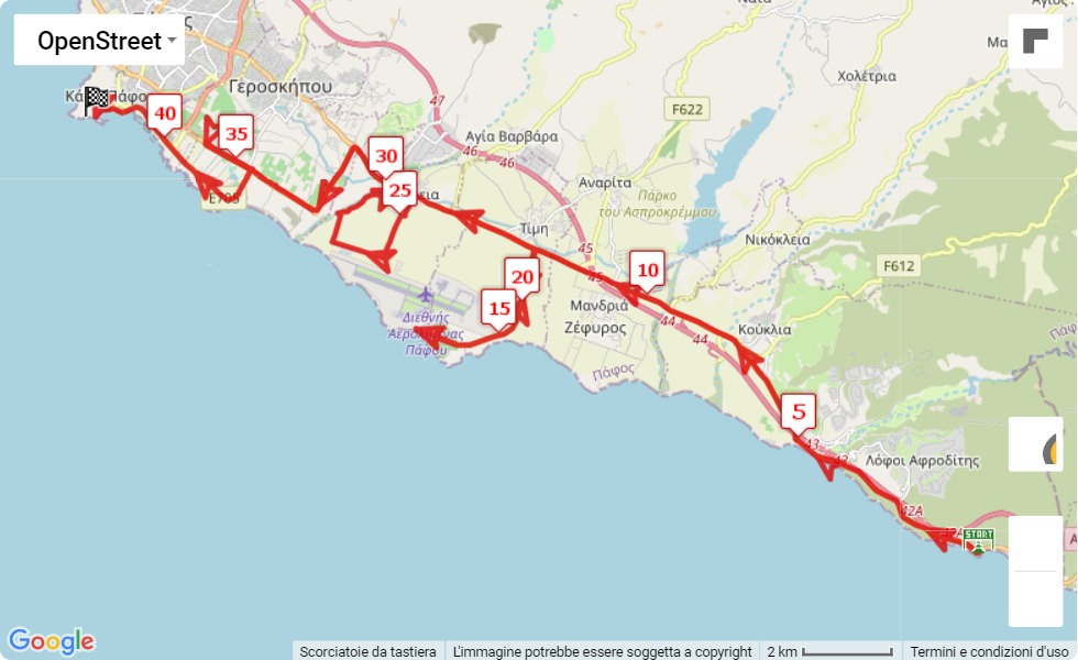 Race course map Logicom Cyprus Marathon 2021