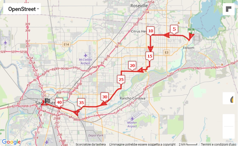 mappa percorso di gara California International Marathon 2021